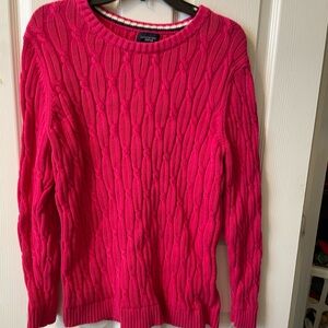 Lands' End Women's Pink Cable Knit Sweater long sleeve 1x plus size
